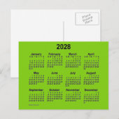 2028 Gele Groene Mini Kalender van Janz Briefkaart (Voorkant / Achterkant)