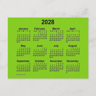 2028 Gele Groene Mini Kalender van Janz Briefkaart