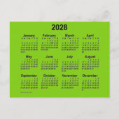 2028 Gele Groene Mini Kalender van Janz Briefkaart (Voorkant)