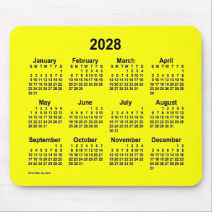 2028 Gele kalender door Janz-Muismat Muismat