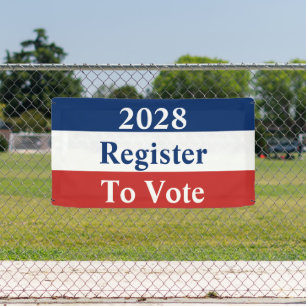 2028 Jaar Rood Wit En Blauw Register Om Te Stemmen Spandoek