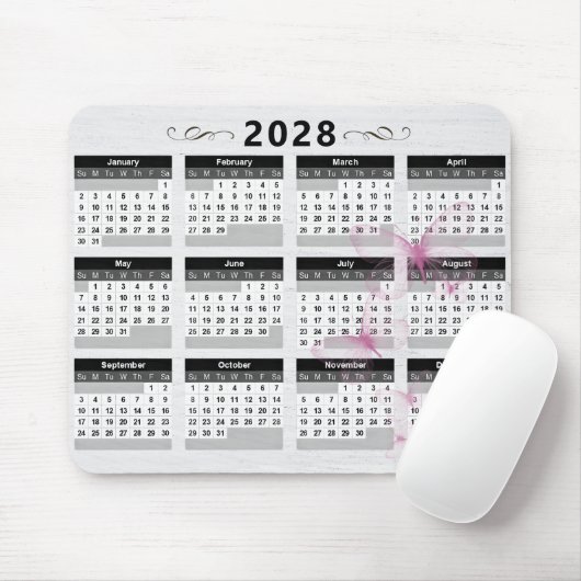 2028 Kalender Vlinders Op Hout Muismat (Met muis)