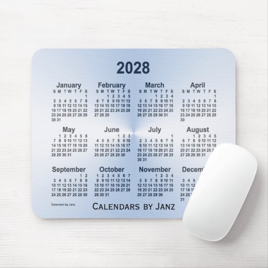2028 Leap Year White Calendar van Janz Muismat (Met muis)