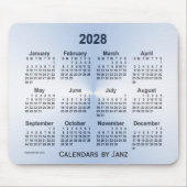 2028 Leap Year White Calendar van Janz Muismat (Voorkant)