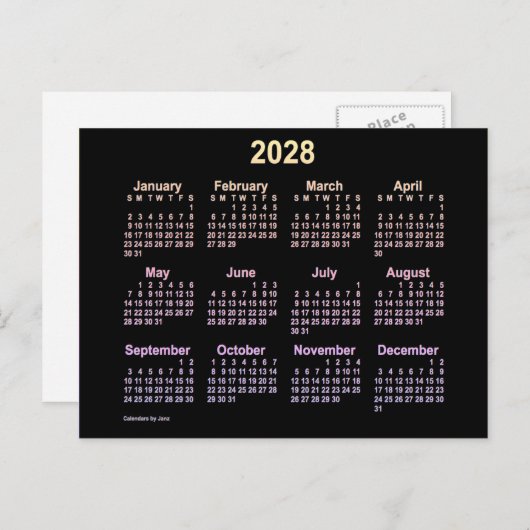2028 Neon Ipanema Mini Calendar van Janz Briefkaart (Voorkant / Achterkant)