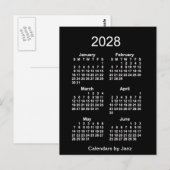 2028 Neon White 6 maanden Mini Calendar van Janz Briefkaart (Voorkant / Achterkant)