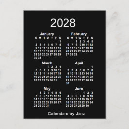 2028 Neon White 6 maanden Mini Calendar van Janz Briefkaart