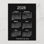 2028 Neon White 6 maanden Mini Calendar van Janz Briefkaart (Voorkant)