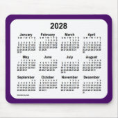 2028 Paarse en witte agenda van Janz Two Tone Muismat (Voorkant)