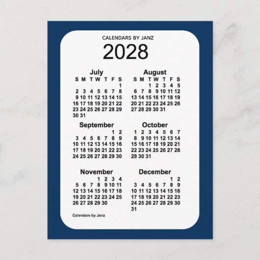 2028 Politiedoos blauw 6 maanden Mini Agenda van J Briefkaart (Voorkant)