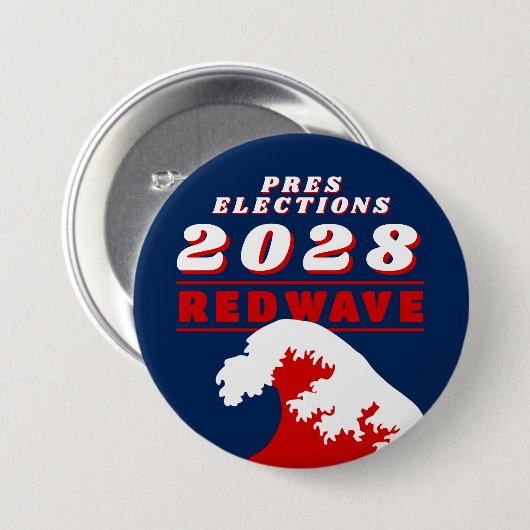 2028 PRESIDENTIAL ELECTIONS RED WAVE RONDE BUTTON 7,6 CM (Voorkant /achterkant)