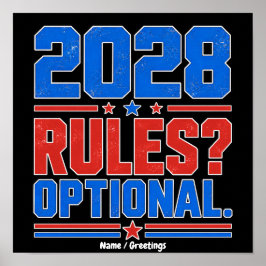 2028 Regels Optionele Grappige Politieke Humor Ver Poster