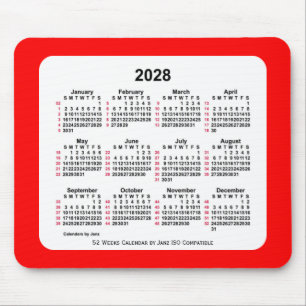 2028 Rood 52 weken ISO Agenda van Janz Two Tone Muismat