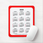 2028 Rood 52 weken ISO Agenda van Janz Two Tone Muismat (Met muis)