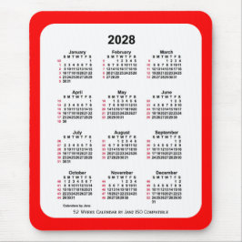 2028 Rood 52 weken ISO Agenda van Janz Two Tone Muismat