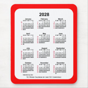 2028 Rood 52 weken ISO Agenda van Janz Two Tone Muismat