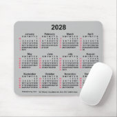 2028 Silver 52 weken ISO-kalender door Janz Muismat (Met muis)