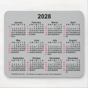 2028 Silver 52 weken ISO-kalender door Janz Muismat