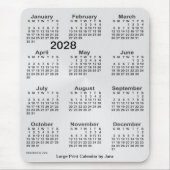 2028 Silver Large Print Calendar van Janz Muismat (Voorkant)