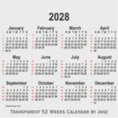 2028 Transparante kalender van 52 weken door Janz Sticker (Voorkant)