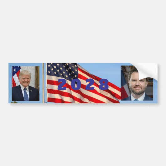 2028 Trump Vance bumper sticker vlag achtergrond (Voorkant)