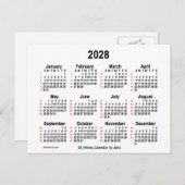 2028 White 52 Weeks Agenda van Janz Briefkaart (Voorkant / Achterkant)