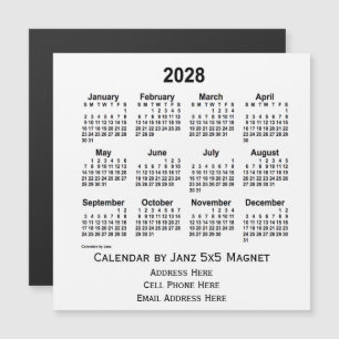 2028 White Business Calendar van Janz 5x5 Magnet