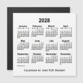 2028 White Calendar van Janz 5x5 Magnet (Voorkant / Achterkant)