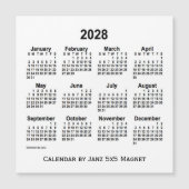 2028 White Calendar van Janz 5x5 Magnet (Voorkant)