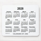 2028 White Calendar van Janz Muismat (Voorkant)