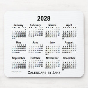2028 White Calendar van Janz Muismat