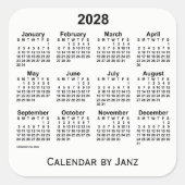 2028 White Calendar van Janz Square Sticker (Voorkant)
