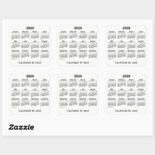 2028 White Calendar van Janz Square Sticker
