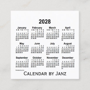 2028 White Calendar van Janz Square Visitekaartje