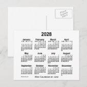 2028 White Mini Calendar van Janz Briefkaart (Voorkant / Achterkant)