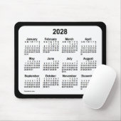 2028 White on Black Calendar van Janz Two Tone Muismat (Met muis)