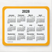 2028 White on Oranje Calendar by Janz Two Tone Muismat (Voorkant)