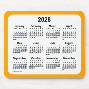 2028 White on Oranje Calendar by Janz Two Tone Muismat