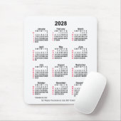 2028 Witte 52 weken ISO-kalender door Janz Muismat (Met muis)