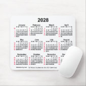 2028 Witte 52 weken ISO-kalender door Janz Muismat (Met muis)