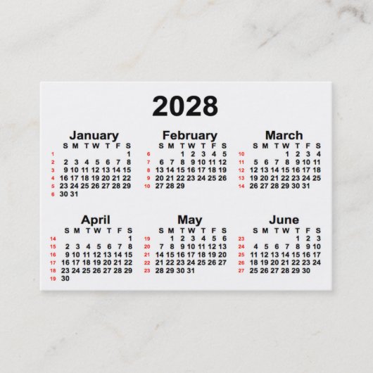 2028 Witte agenda van 52 weken, van Janz Visitekaa Visitekaartje (Voorkant)