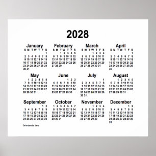 2028 Witte Kalender van Janz Print