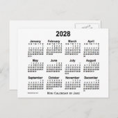 2028 Witte Mini Kalender van Janz Briefkaart (Voorkant / Achterkant)