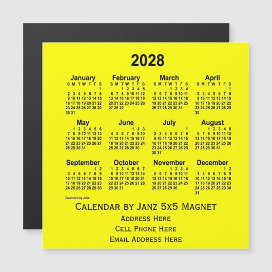 2028 Yellow Business Calendar van Janz (Voorkant / Achterkant)