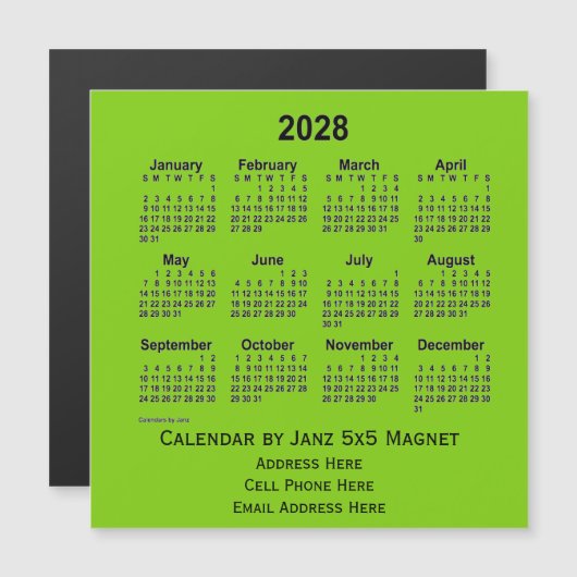 2028 Yellow Green Business Calendar van Janz (Voorkant / Achterkant)