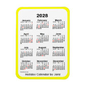 2028 Yellow Holiday Calendar door Janz Magnet Magneet (Verticaal)