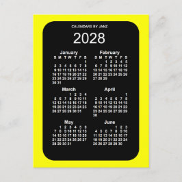 2028 Yellow Neon 6 maandenlang mini-agenda van Jan Briefkaart