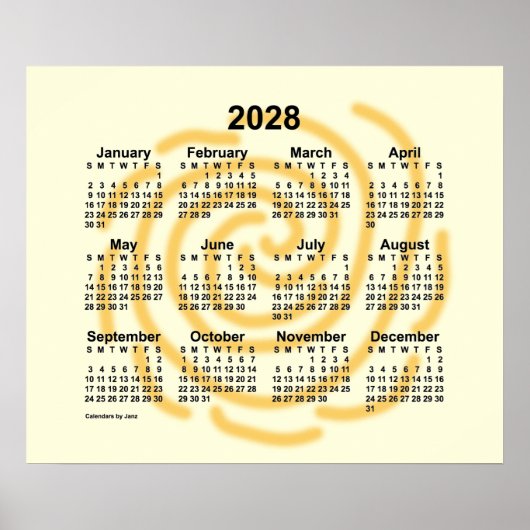 2028 Zonnige Dagen Kalender van Janz Poster (Voorkant)
