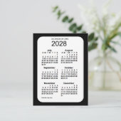 2028 Zwarte 6-maandenkalender van Janz Briefkaart (Staand voorkant)