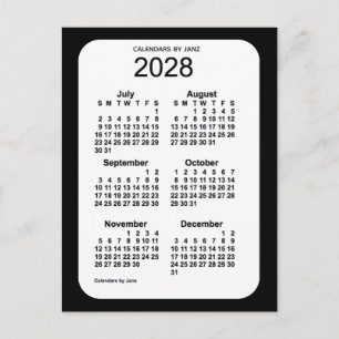 2028 Zwarte 6-maandenkalender van Janz Briefkaart